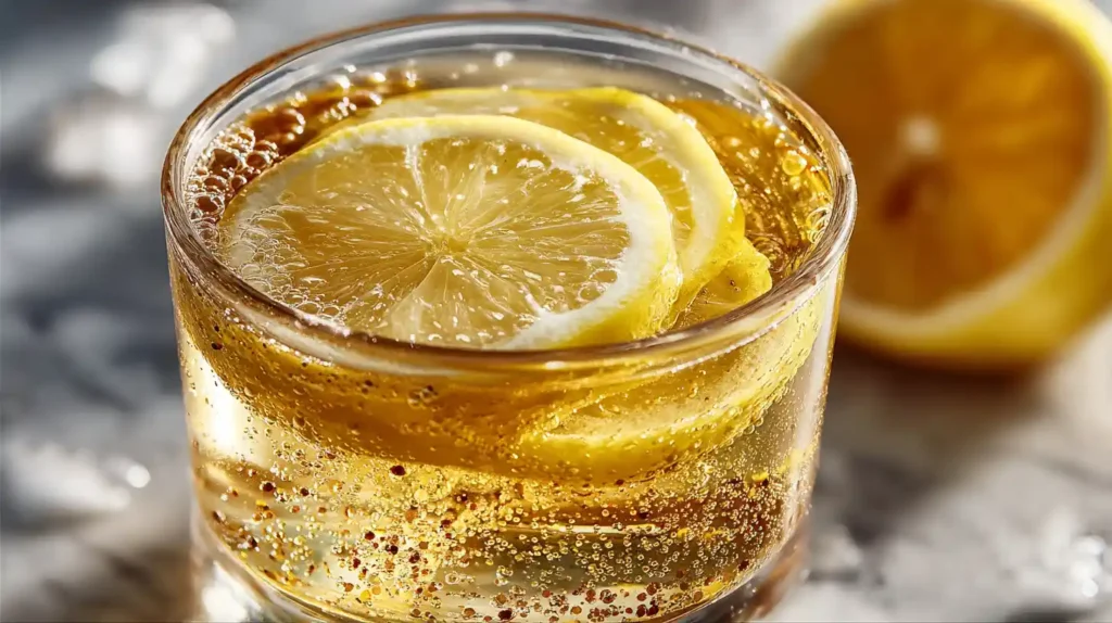 natural mounjaro recipe with 4 ingredients finished warm drink in glass close up