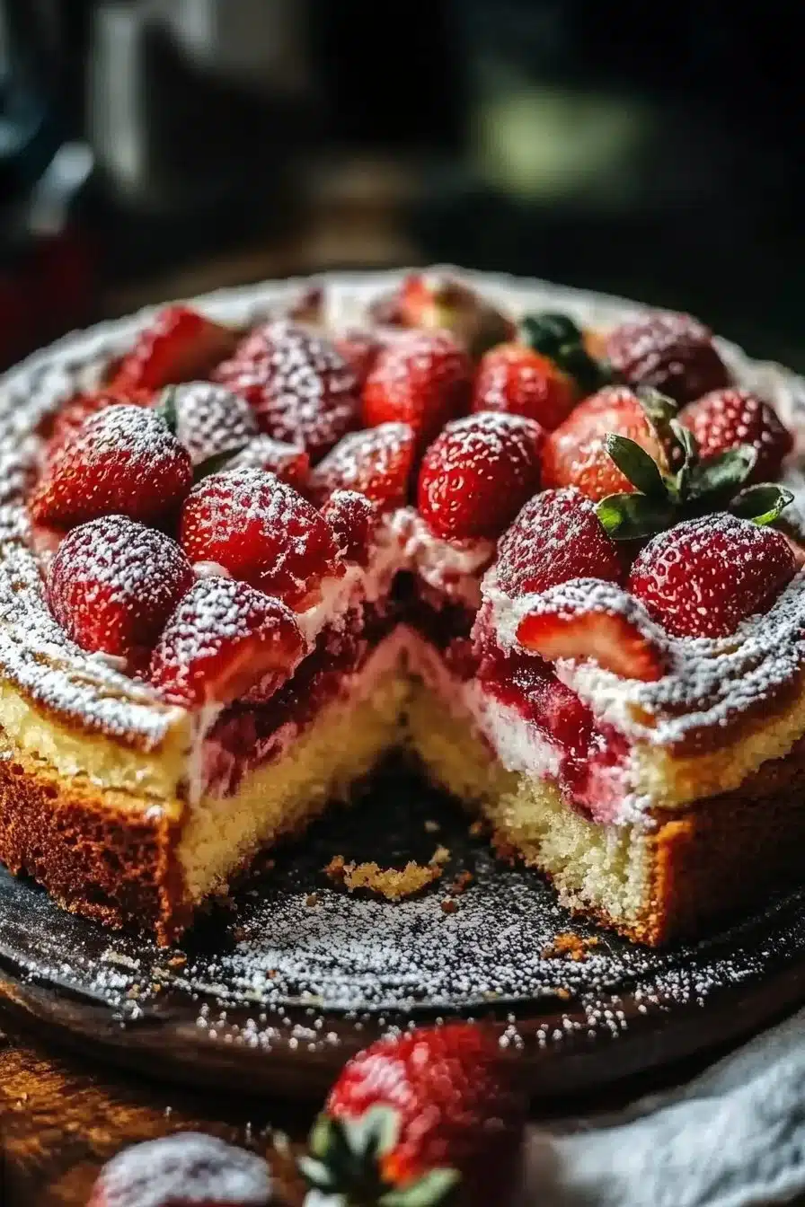 Strawberry Earthquake Cake