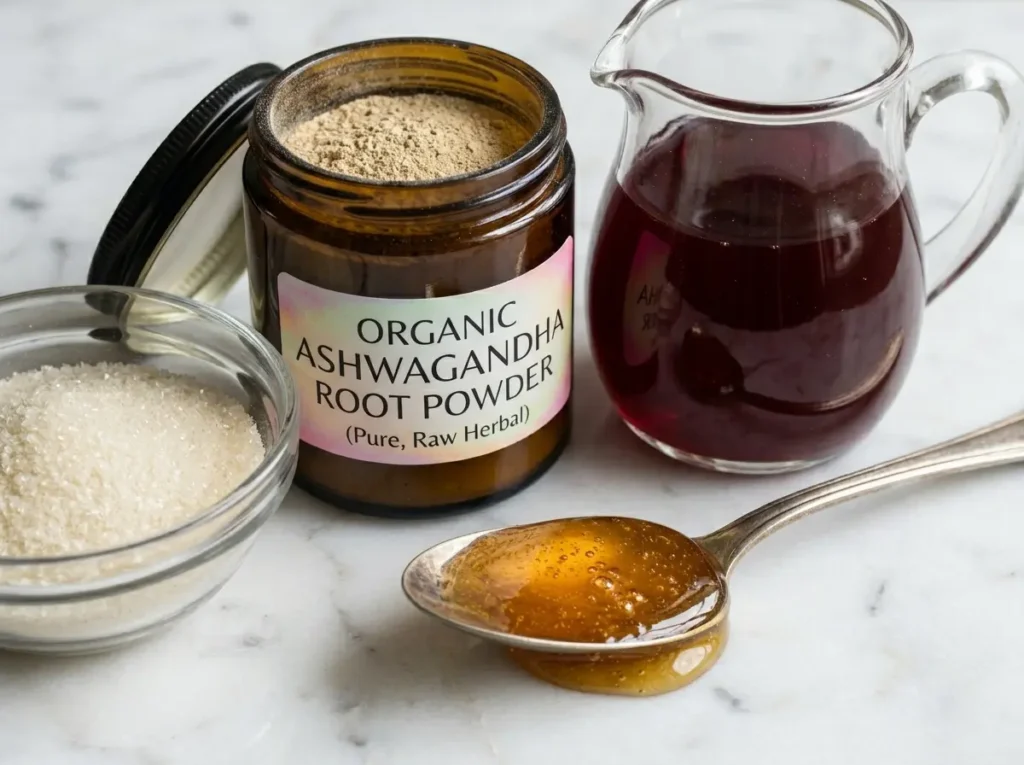 ashwagandha gummies benefits ingredients including gelatin powder ashwagandha powder tart cherry juice and honey