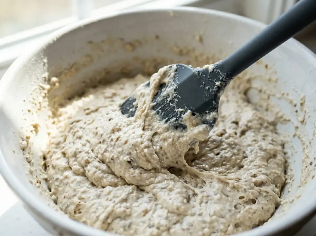 7 Proven Gluten Free Bread Recipe Ideas the Whole Family Will Love 15 Combining wet and dry ingredients for gluten free bread recipe into thick sticky dough