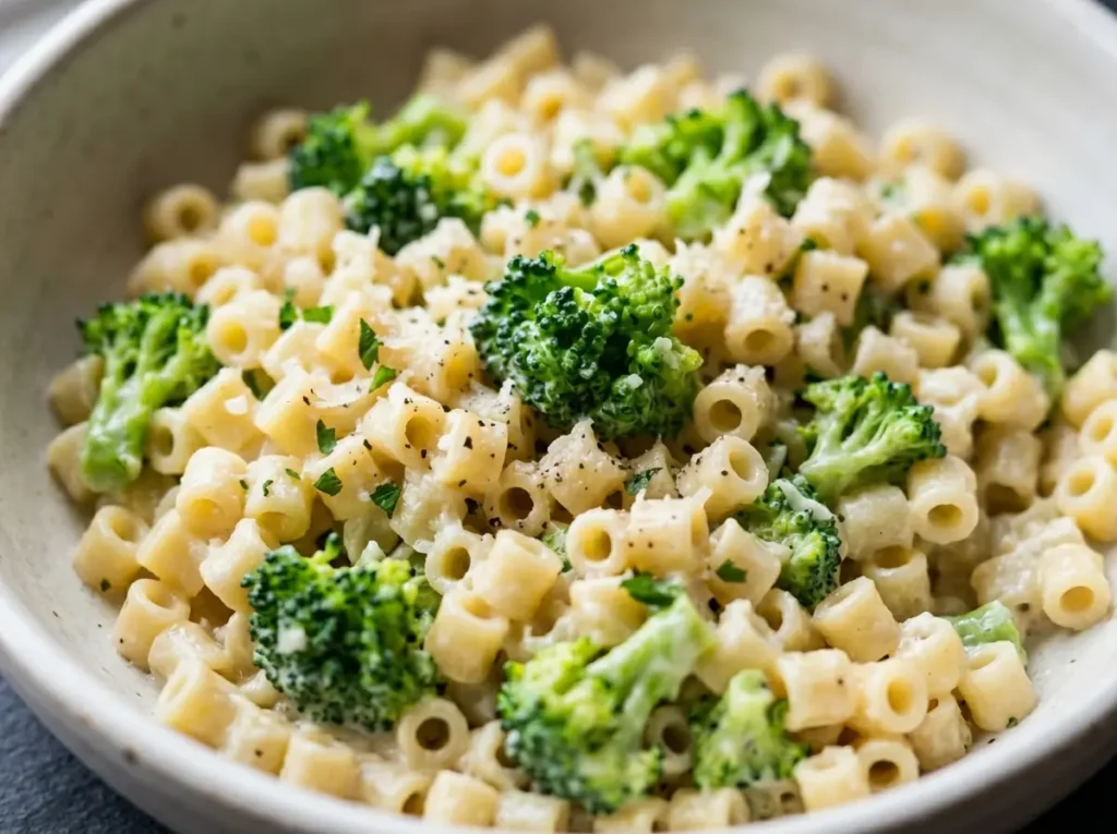 Final serving of ditalini pasta recipe easy beginner viral close up in bowl