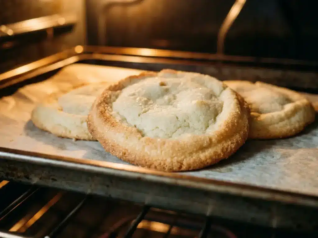 3 Ingredient Sugar Cookies: 7 Easy Baking Secrets 16 3 ingredient sugar cookies baking in oven close up with lightly golden edges