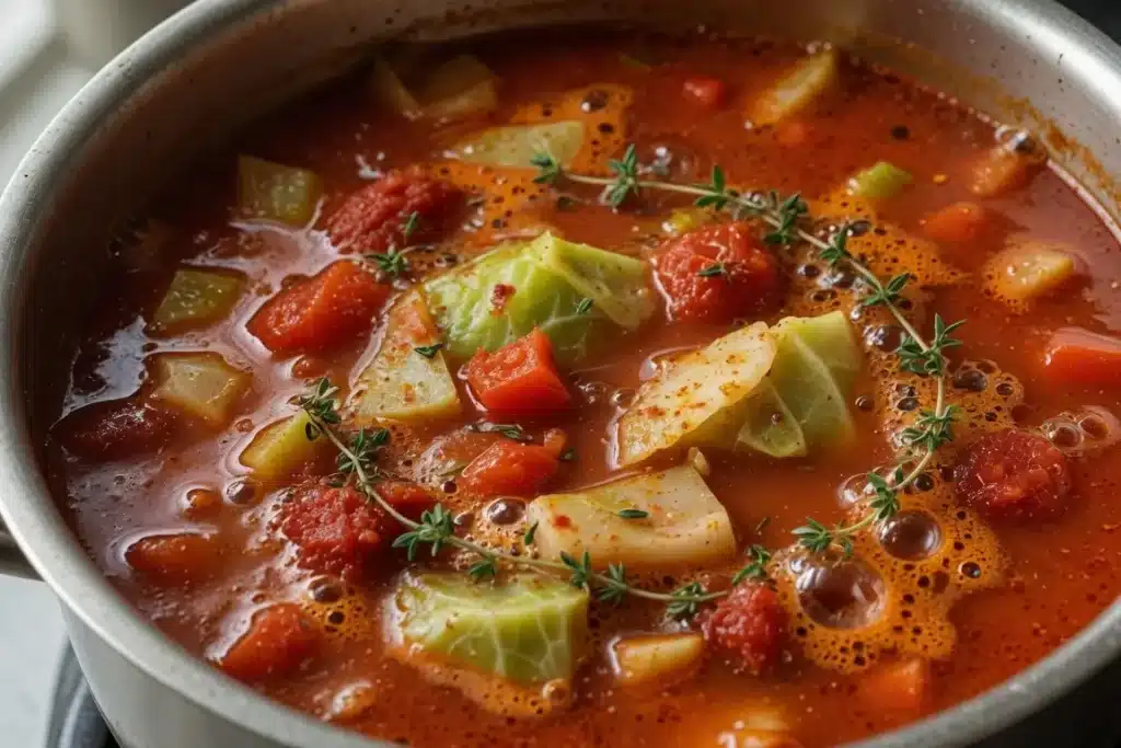 7 Best Cabbage Soup Weight Loss Tips That Actually Help 16 Sliced cabbage being added to soup pot close up for cabbage soup weight loss