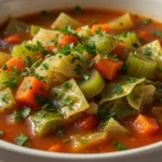 7 Best Cabbage Soup Weight Loss Tips That Actually Help 20 Finished cabbage soup weight loss bowl close up with parsley and lemon