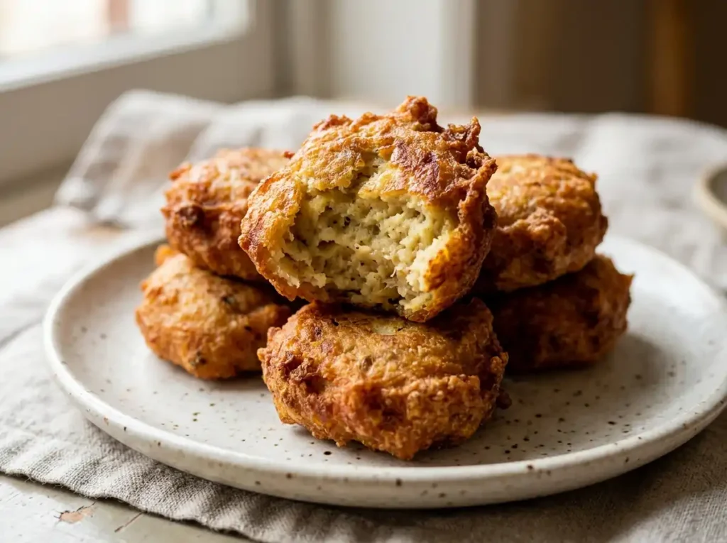 African banana trick fritter interior showing soft texture