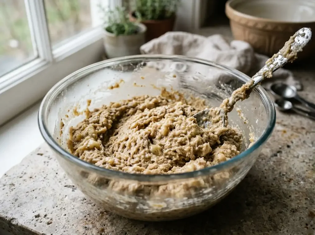  Combined banana and cassava mixture ready for frying