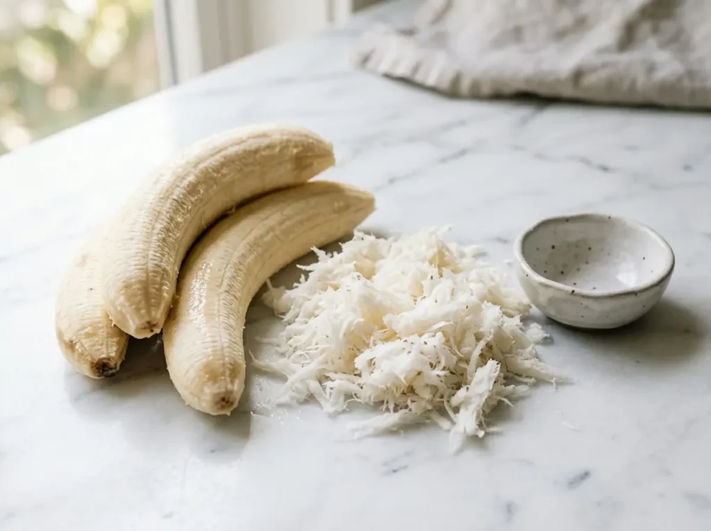  Ripe bananas and grated cassava for African banana trick recipe