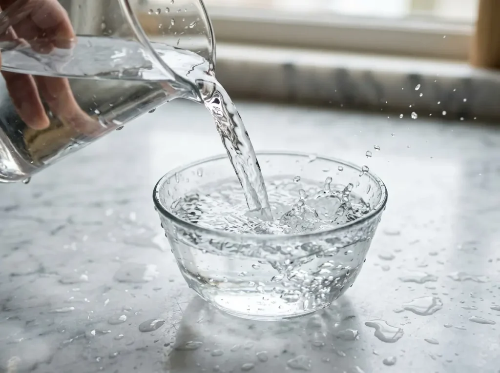  Measuring cold water before blooming gelatin powder