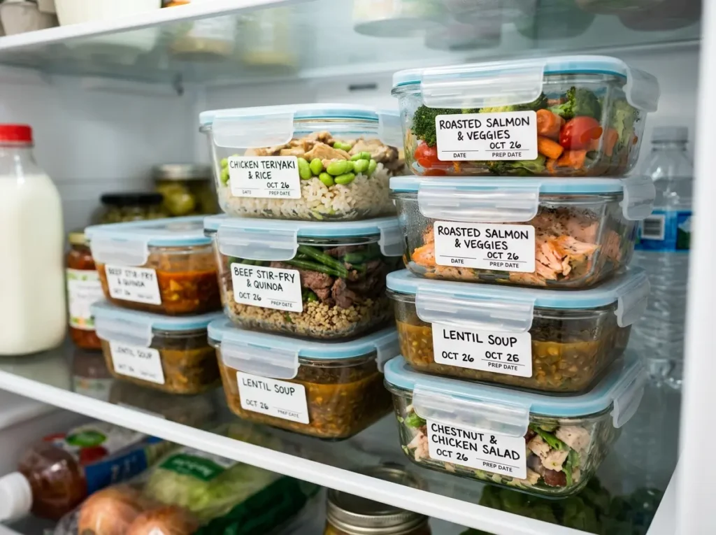 15-Minute High-Protein Meal Prep: 1 Easy Aesthetic Guide 18 Stacked containers for 15-minute high-protein meal prep aesthetic