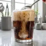Baking soda fizzing in soda showing the horse soda trick reaction