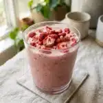 Pink Drink Recipe: 1 Easy Starbucks Copycat at Home 15 Finished pink drink topped with freeze-dried strawberries