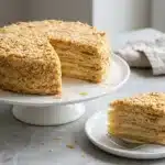Napoleon Cake Recipe: 1 Easy Russian Puff Pastry Classic 17 Finished Napoleon cake recipe with crumb coating and layers