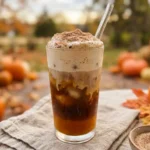 Pumpkin patch cloud latte with cold foam and cinnamon sugar